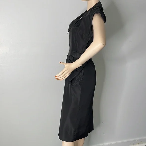 1950sBlack Taffeta Dress with Front Bow